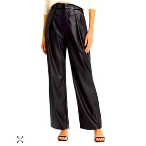 MOTHER HW Tunnel Vision Pleat Prep Faux Leather Pants Sneak in Black size 27